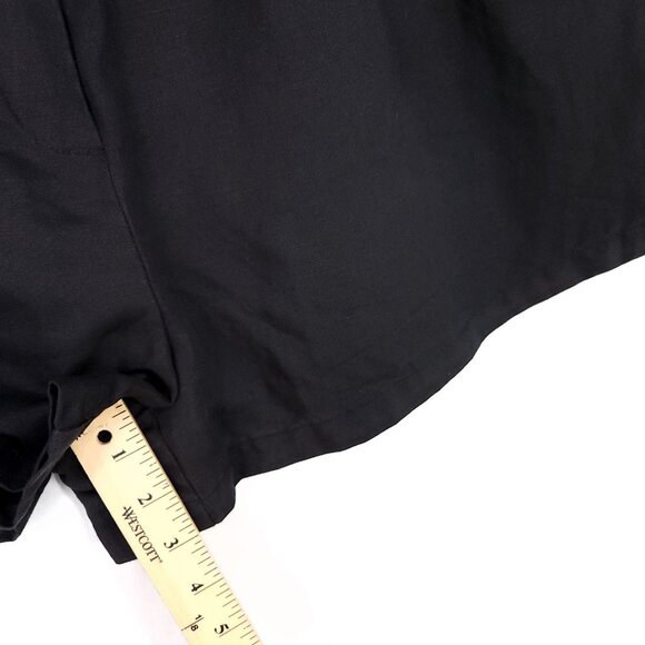 Frame Linen Blend Shorts Size 12 High Rise Black Pleated with Pockets 3" - Picture 8 of 12